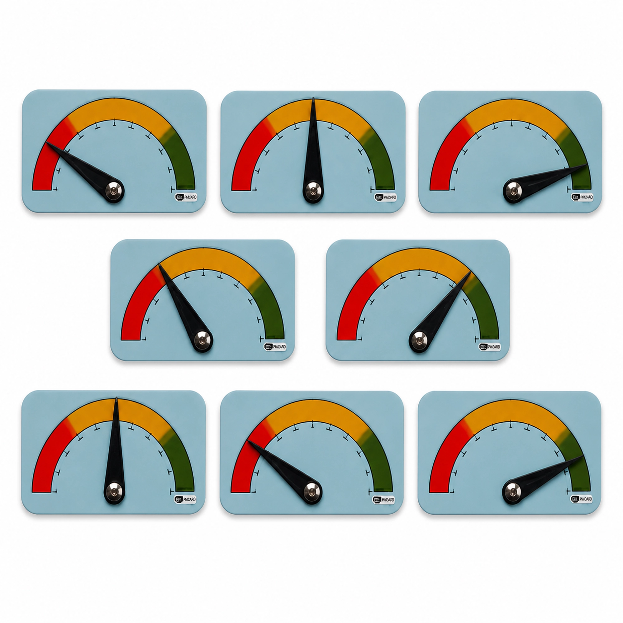 PMXBOARD Magnetic Performance Status Indicators – 8 Pack | Adjustable KPI Gauge Magnets for Dry Erase Boards